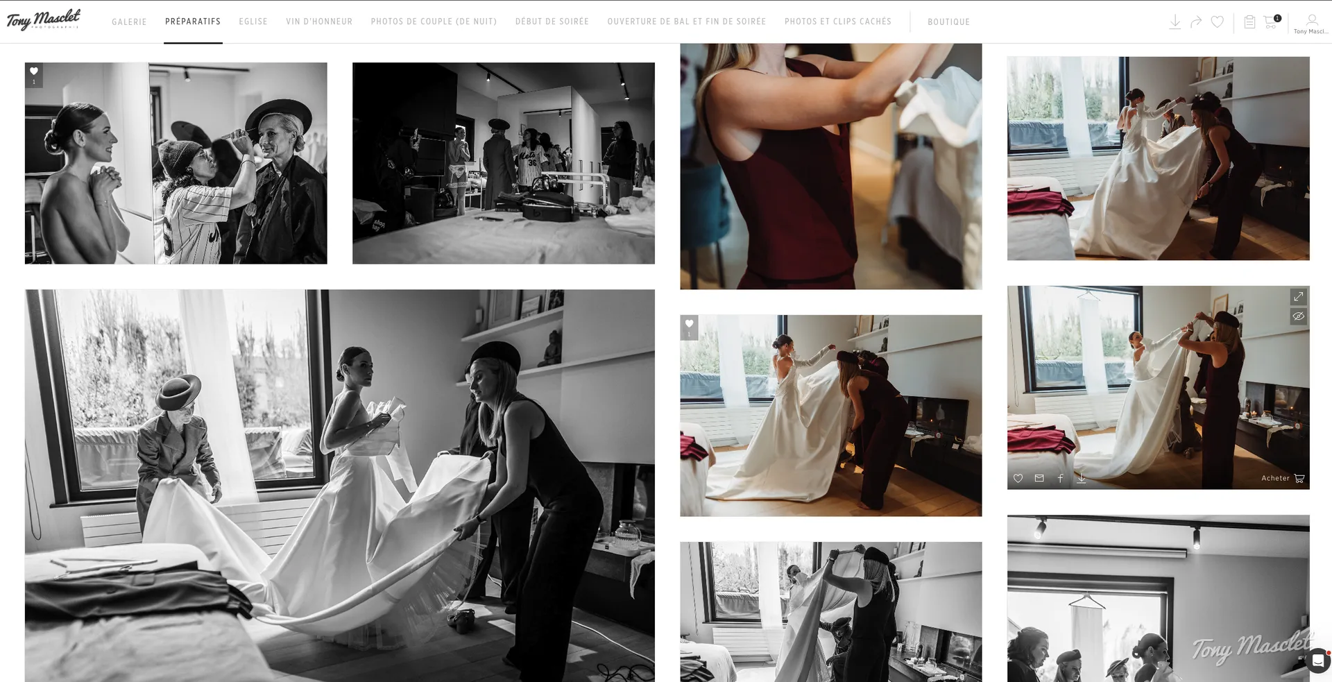 Galerie en ligne d'un photographe de mariage : exemple de livraison de photos retouchées